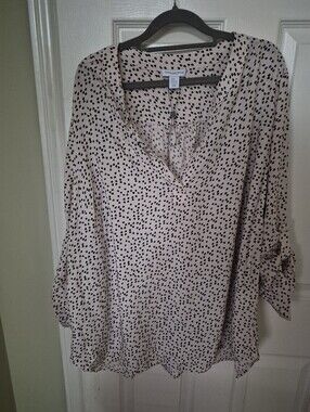 Caroline Belle Cream Tunic Top with Black Spot Print